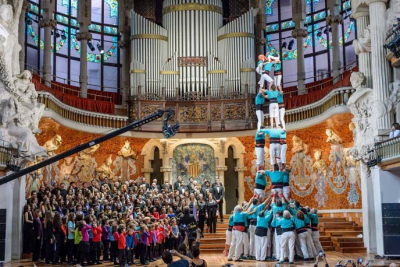 Rodatge al Palau de la Música amb els Castallers de Vilafranca.